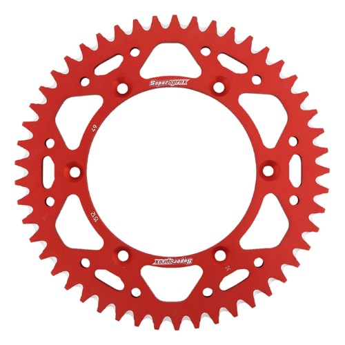 Supersprox Red Aluminum Sprocket, 49T, Chain Size 520, RAL-1512-49-RED