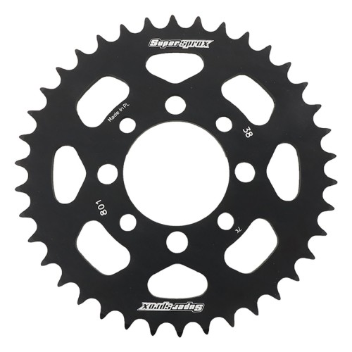 Supersprox Black Aluminum Sprocket, 38T, Chain Size 420, RAL-801-38-BLK