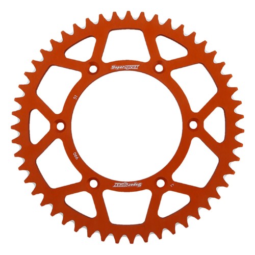 Supersprox Orange Aluminum Sprocket, 51T, Chain Size 520, RAL-990-51-ORG