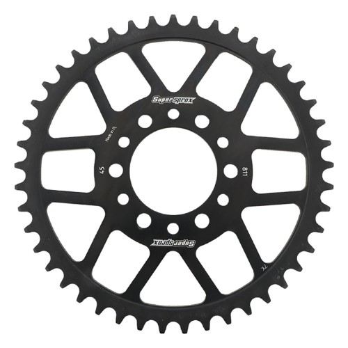 Supersprox Black Steel Sprocket 45T for Suzuki DR 200 SE 96-16, DT 125 17