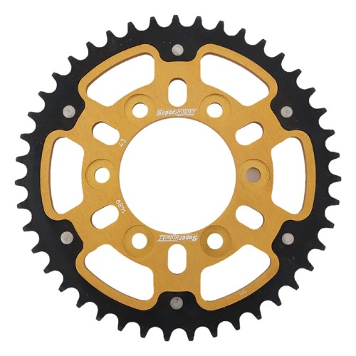 Supersprox - Steel & Aluminum Gold Stealth sprocket, 43T, Chain Size 525, RST-1489-43-GLD