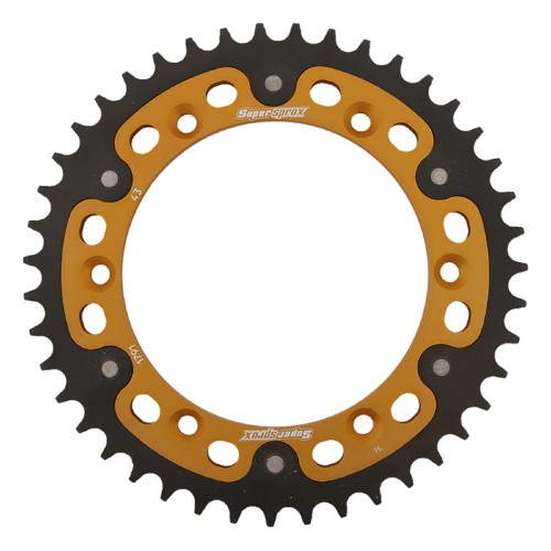 Supersprox - Steel & Aluminum Gold Stealth sprocket, 43T, Chain Size 525, RST-1791-43-GLD