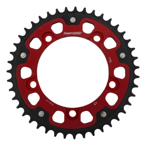 Supersprox - Steel & Aluminum Red Stealth sprocket, 43T, Chain Size 525, RST-1792-43-RED