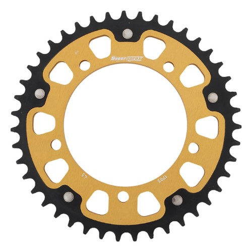 Supersprox - Steel & Aluminum Gold Stealth sprocket, 43T, Chain Size 520, RST-1793-43-GLD
