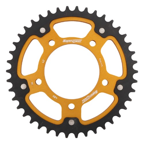 Supersprox - Steel & Aluminum Gold Stealth sprocket, 42T, Chain Size 530, RST-489-42-GLD