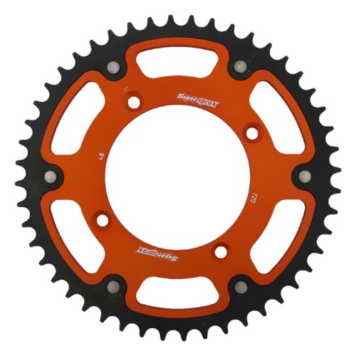 Supersprox - Steel & Aluminum Orange Stealth sprocket, 48T, Chain Size 520, RST-720-48-ORG