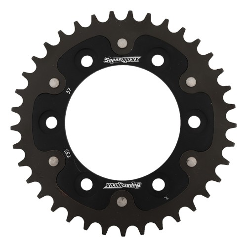 Supersprox - Steel & Aluminum Black Stealth sprocket, 37T, Chain Size 520, RST-735-37-BLK