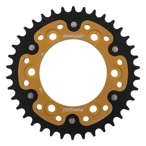 Supersprox - Steel & Aluminum Gold Stealth sprocket, 38T, Chain Size 520, RST-735-38-GLD