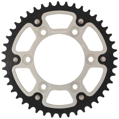 Supersprox - Steel & Aluminum Sliver Stealth sprocket, 44T, Chain Size 520, RST-735-44-SLV