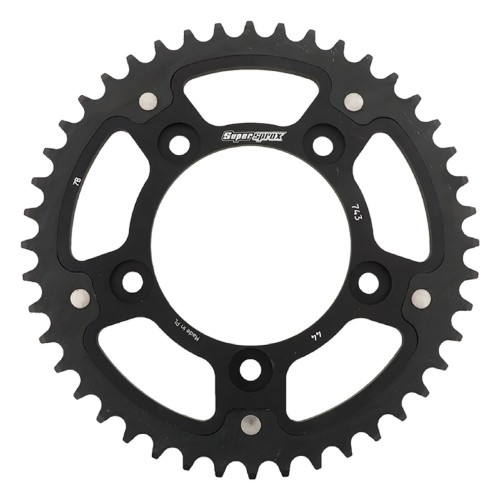Supersprox - Steel & Aluminum Black Stealth sprocket, 44T, Chain Size 520, RST-743-44-BLK