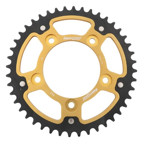 Supersprox - Steel & Aluminum Gold Stealth sprocket, 44T, Chain Size 520, RST-743-44-GLD