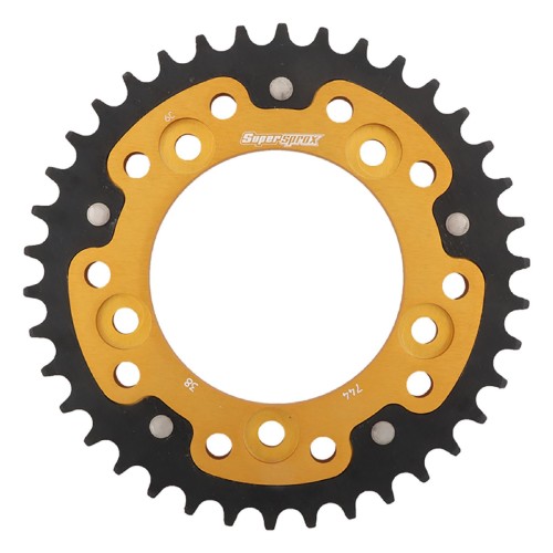 Supersprox - Steel & Aluminum Gold Stealth sprocket, 38T, Chain Size 525, RST-744-38-GLD