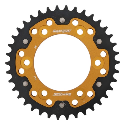 Supersprox - Steel & Aluminum Gold Stealth sprocket, 38T, Chain Size 525, RST-745-38-GLD