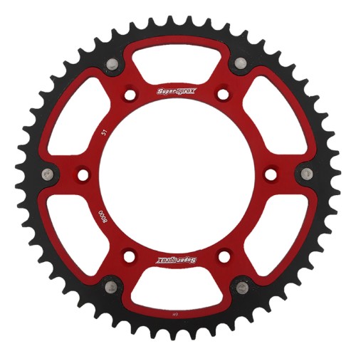 Supersprox - Steel & Aluminum Red Stealth sprocket, 51T, Chain Size 520, RST-8000-51-RED