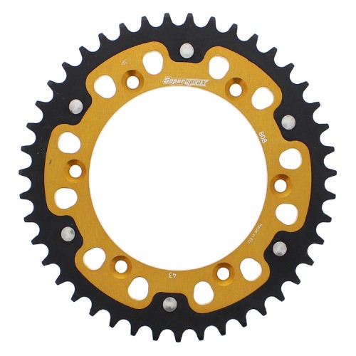 Supersprox - Steel & Aluminum Gold Stealth sprocket, 43T, Chain Size 520, RST-808-43-GLD